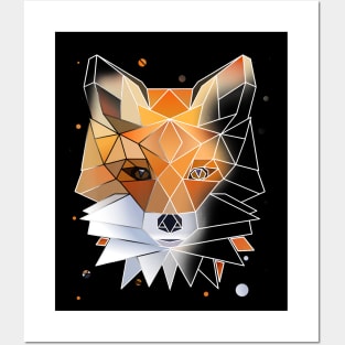 Geometric Fox Shirt Polygon Wild Cute Animal Posters and Art